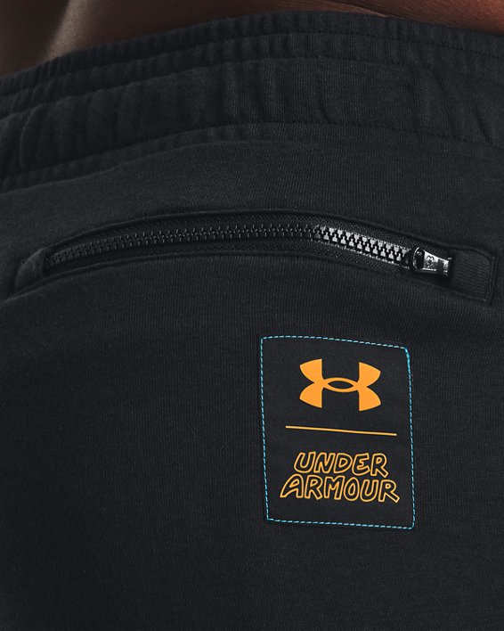 Men's UA Rival Terry Scribble Shorts, Black, pdpMainDesktop image number 3